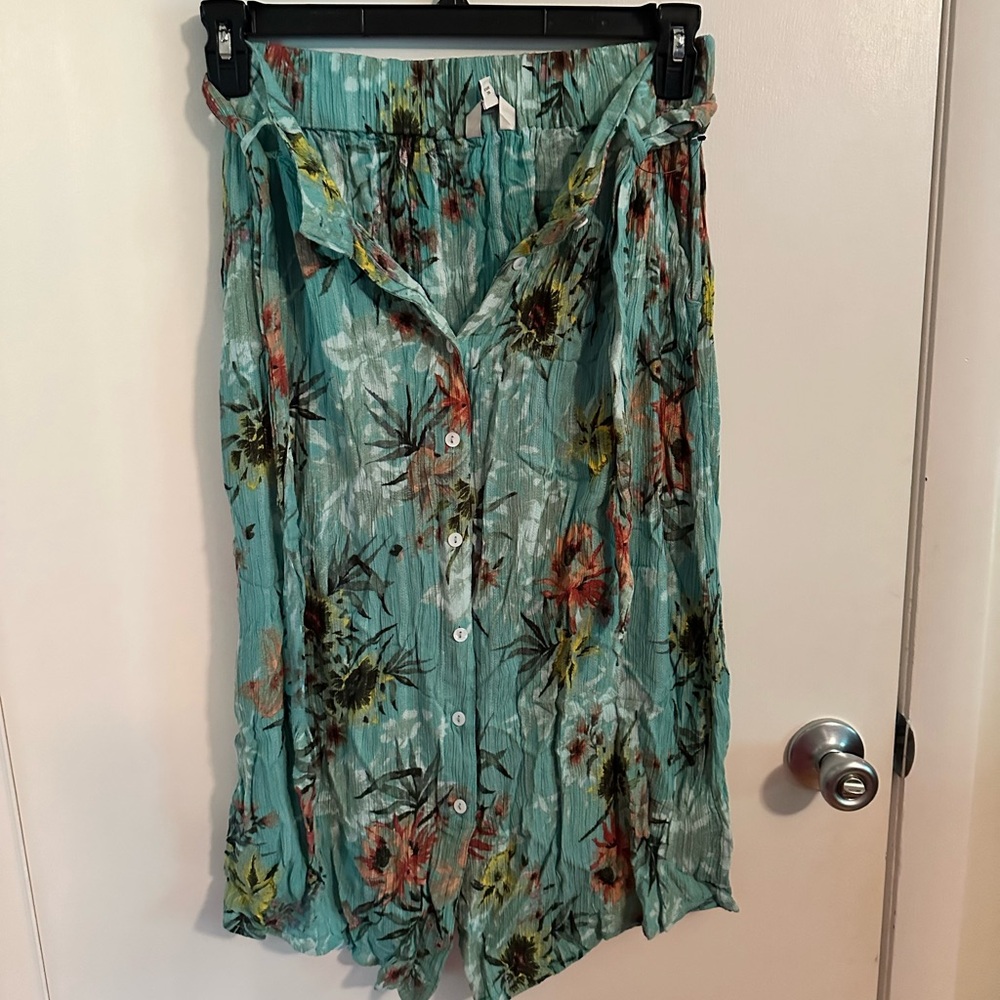 Next Green Midi A-Line Skirt Asymmetrical Pleated